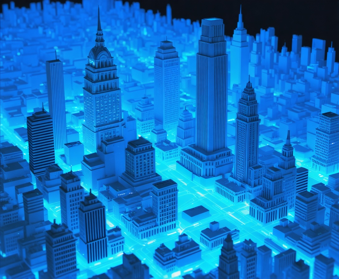 Artistic 3D map of San Francisco Financial District